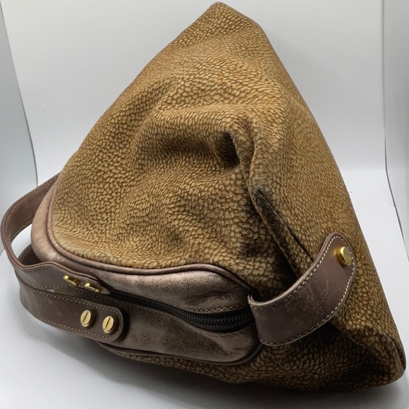 BORBONESE Handbag Glot Pattern Suede x Leather Authentic - Picture 9 of 9